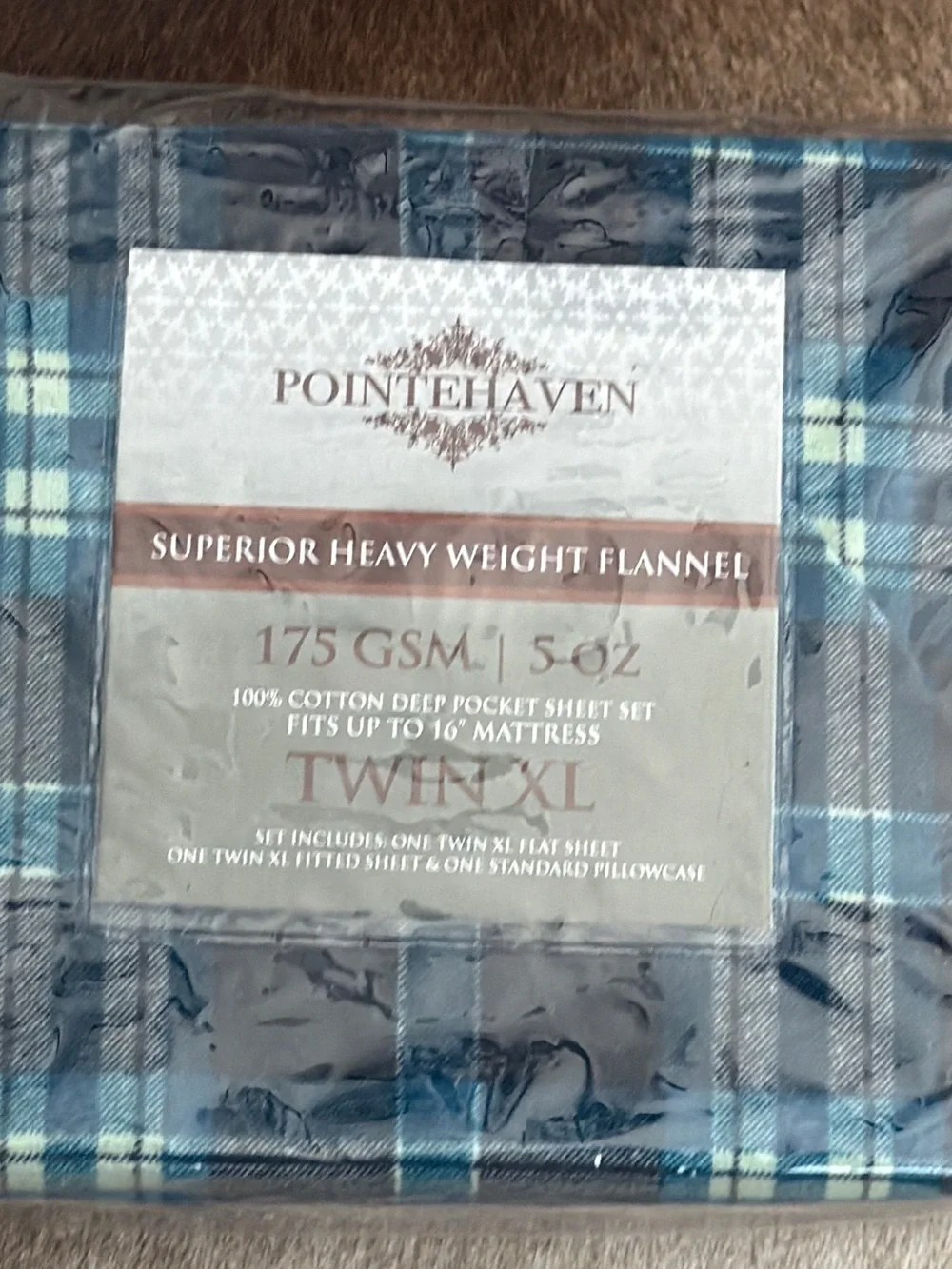 Twin XL Heavyweight Flannel Sheet Set - Blue Plaid